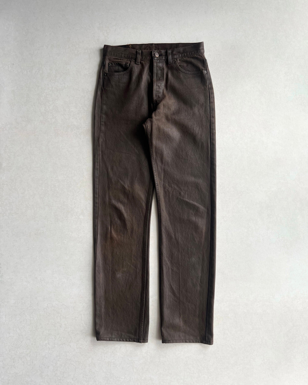1980S DARK BROWN LEVI'S 501 WAXED JEANS (30X36)