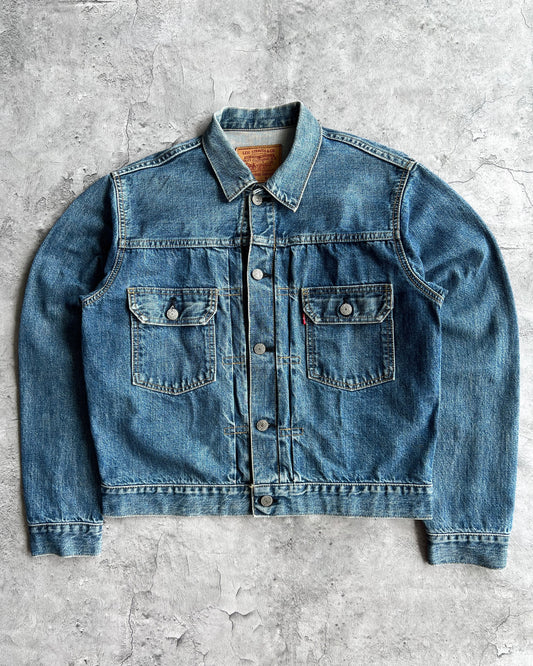 1990S FADED WASHED BIG E LEVI'S TYPE II SELVEDGE DENIM JACKET (S-L)