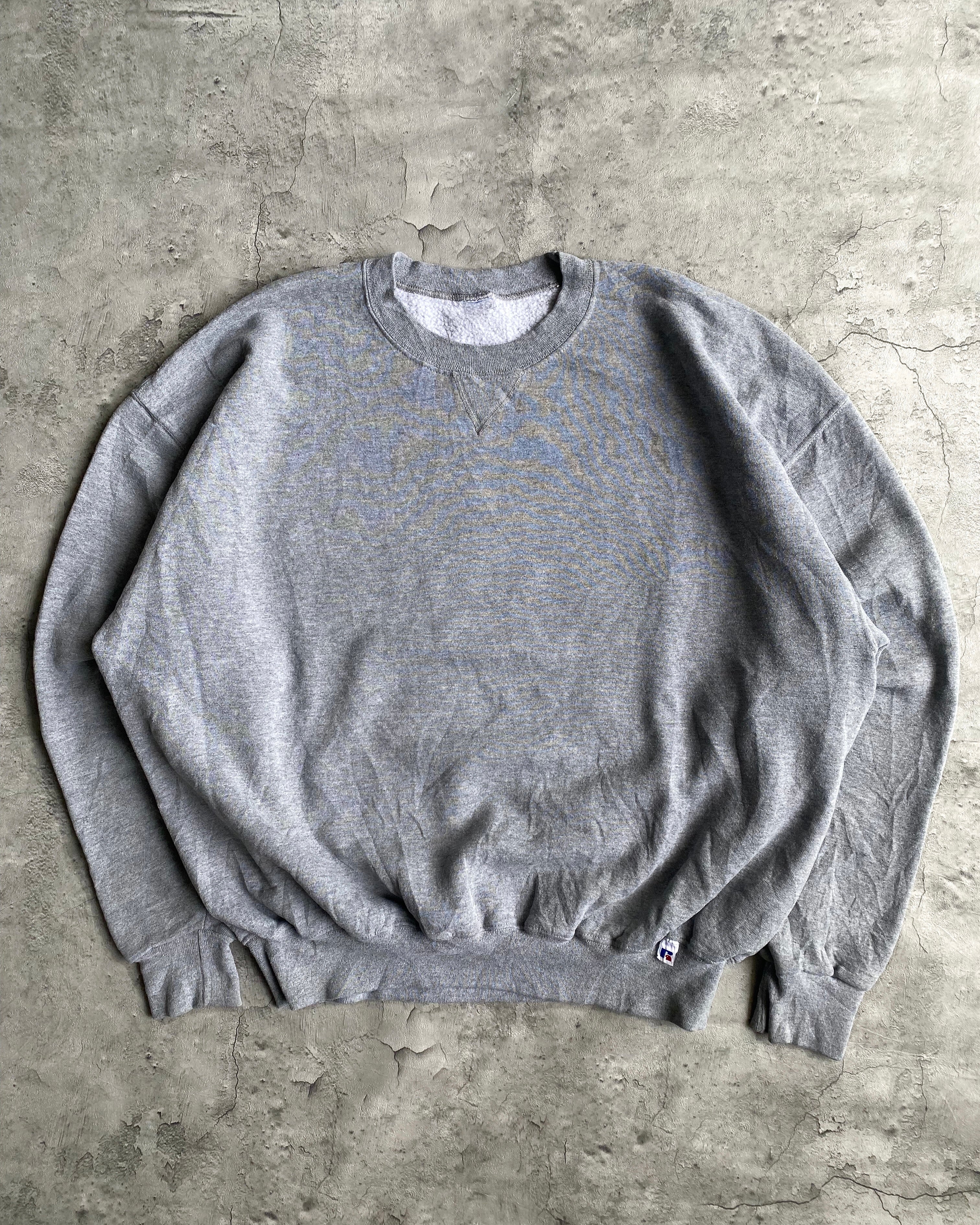 1990S RUSSELL GREY BLANK CREWNECK SWEATSHIRT (XL)