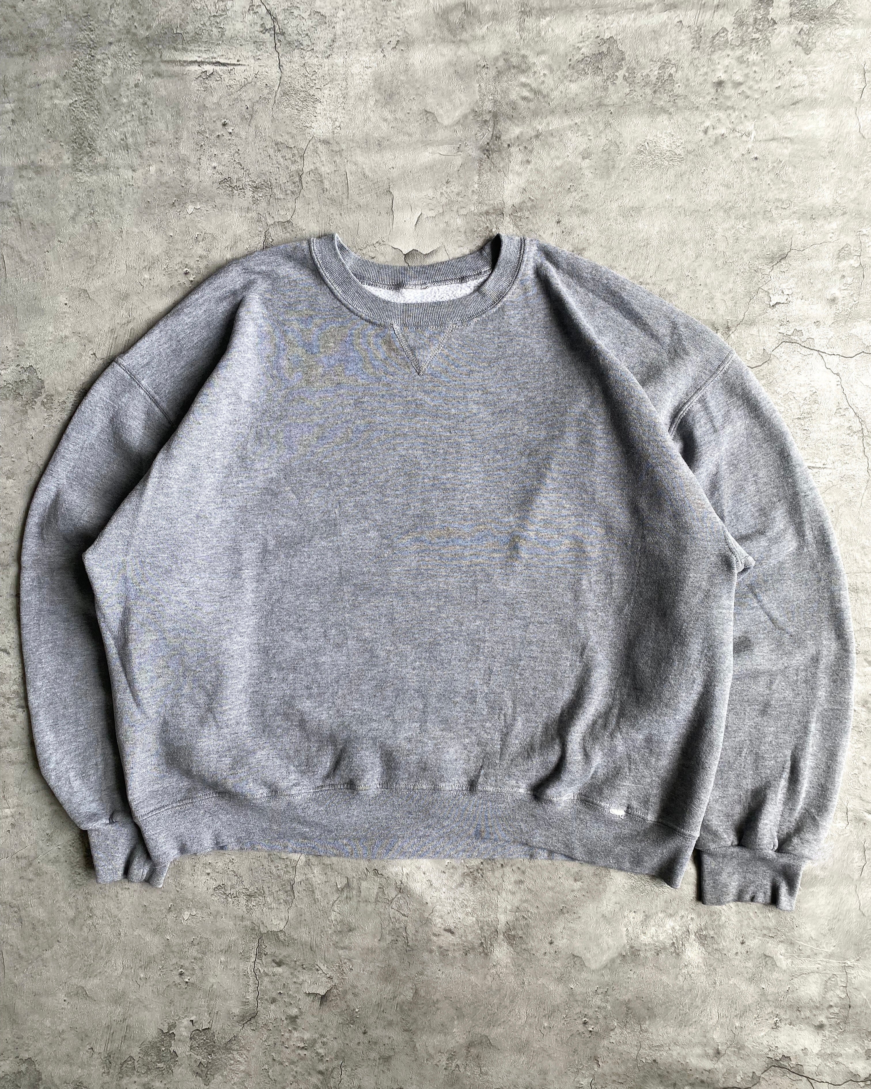 1990S RUSSELL GREY BLANK CREWNECK SWEATSHIRT (L/XL)