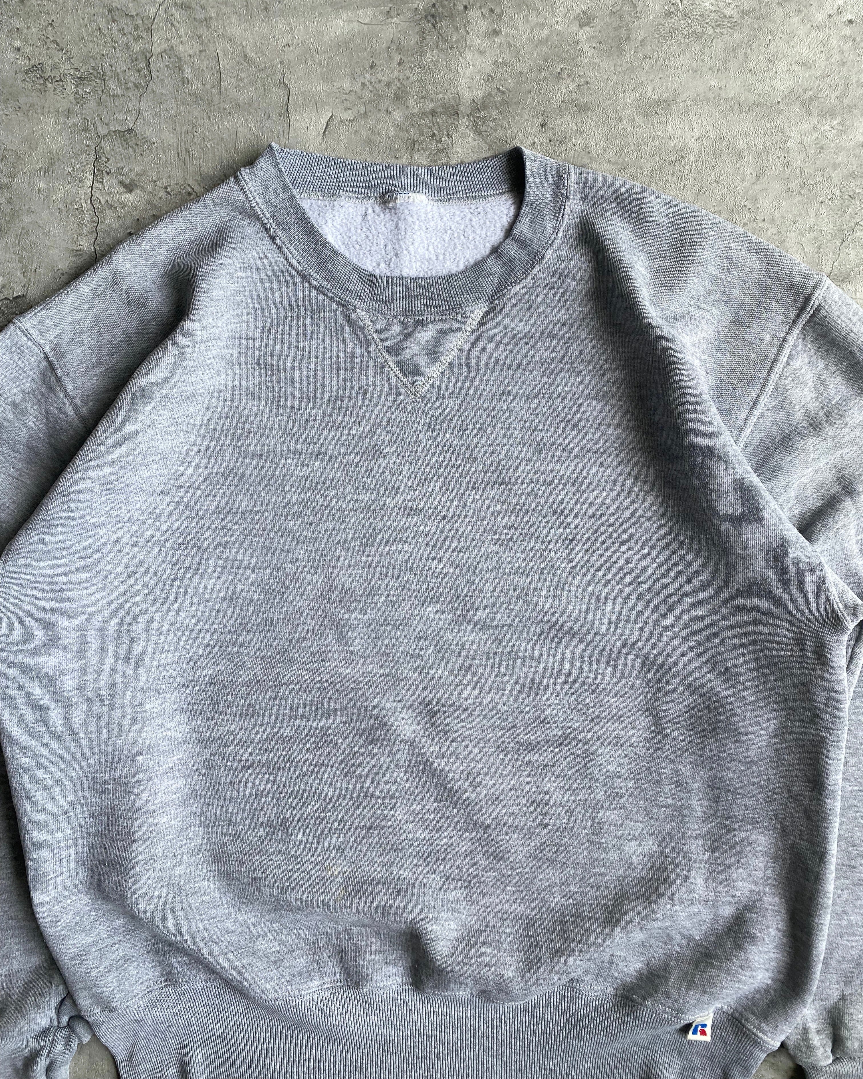 1990S RUSSELL GREY BLANK CREWNECK SWEATSHIRT (M)