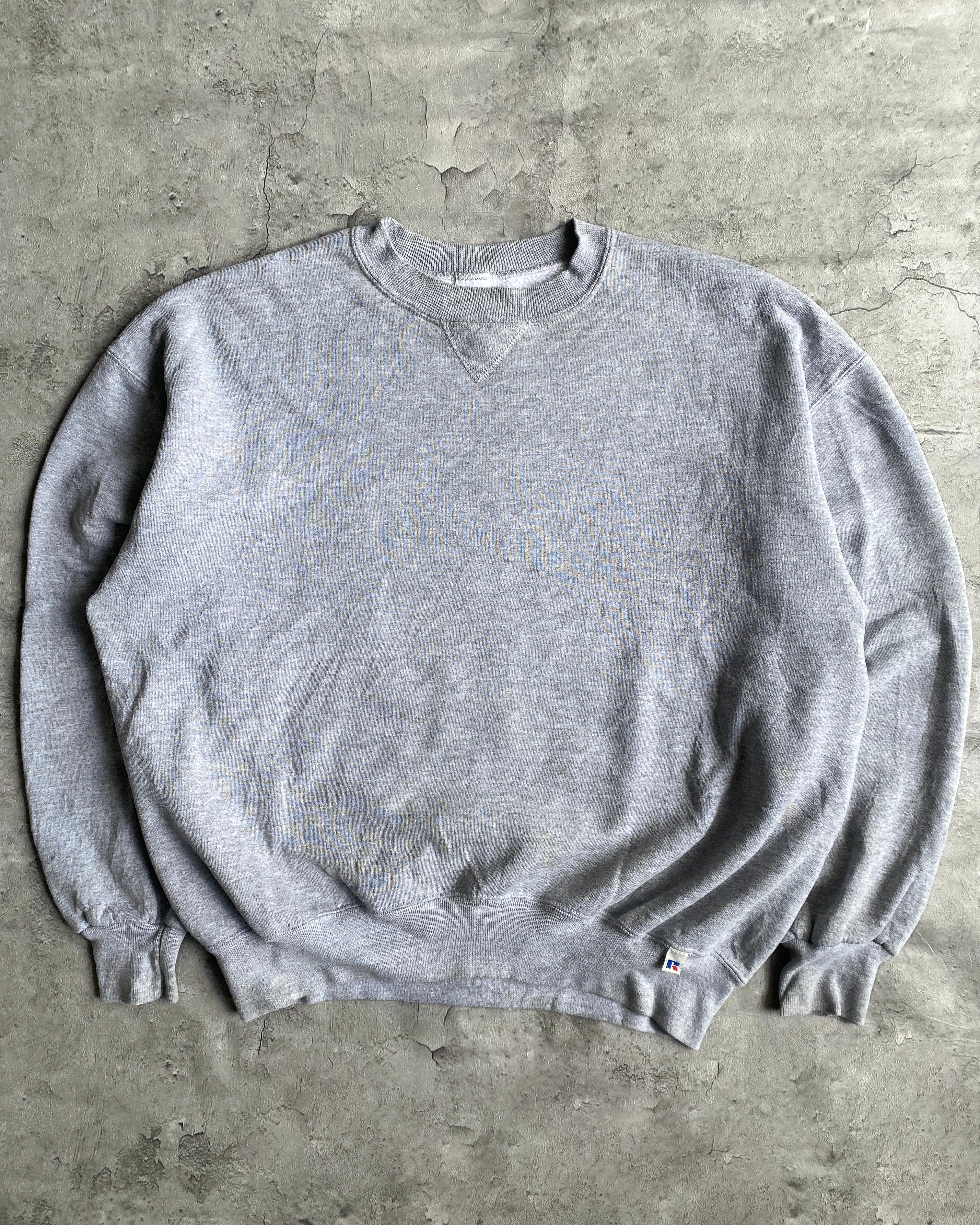 1990S RUSSELL GREY BLANK CREWNECK SWEATSHIRT (L/XL)