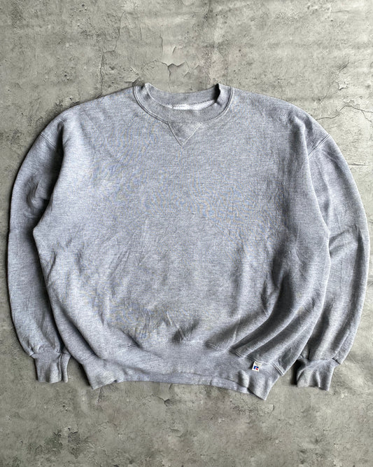 1990S RUSSELL GREY BLANK CREWNECK SWEATSHIRT (L/XL)
