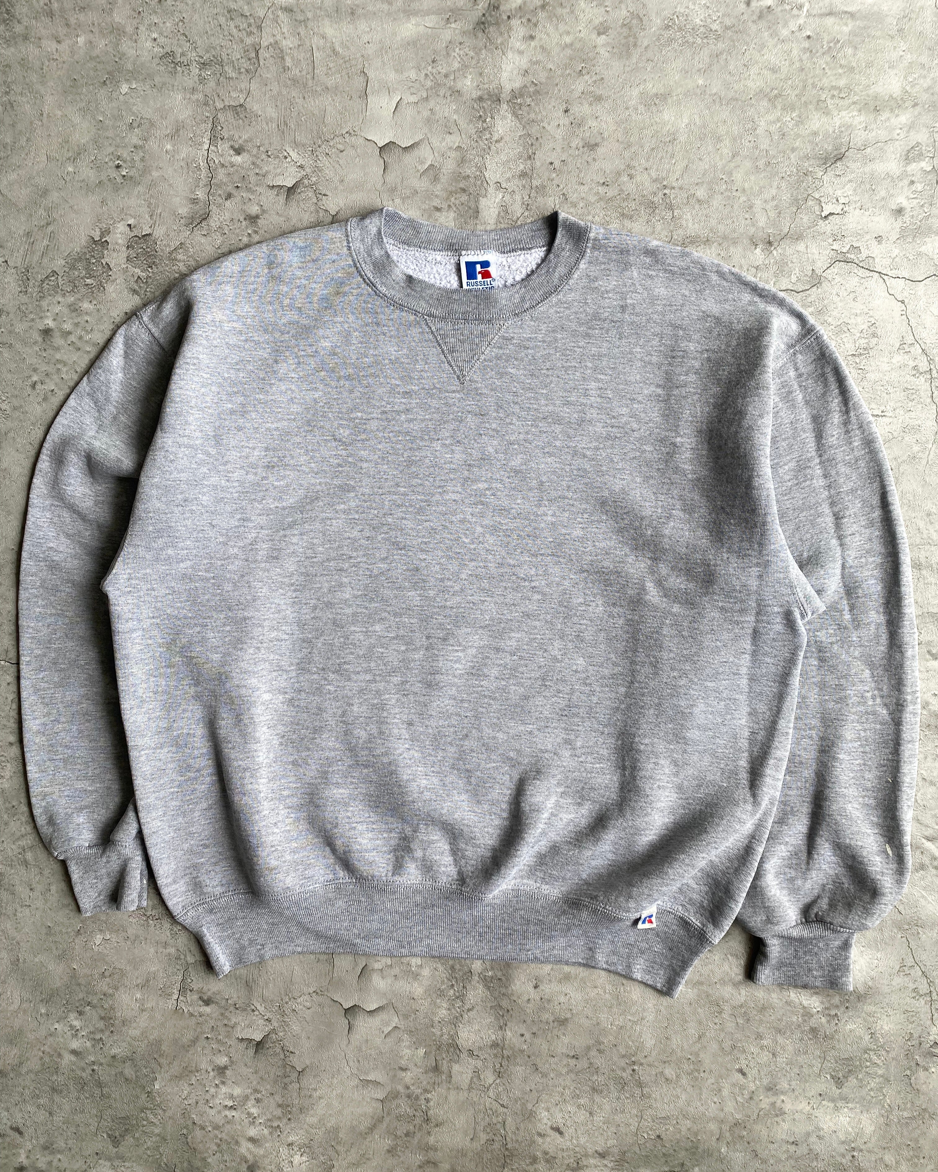 1990S RUSSELL GREY BLANK CREWNECK SWEATSHIRT (L)