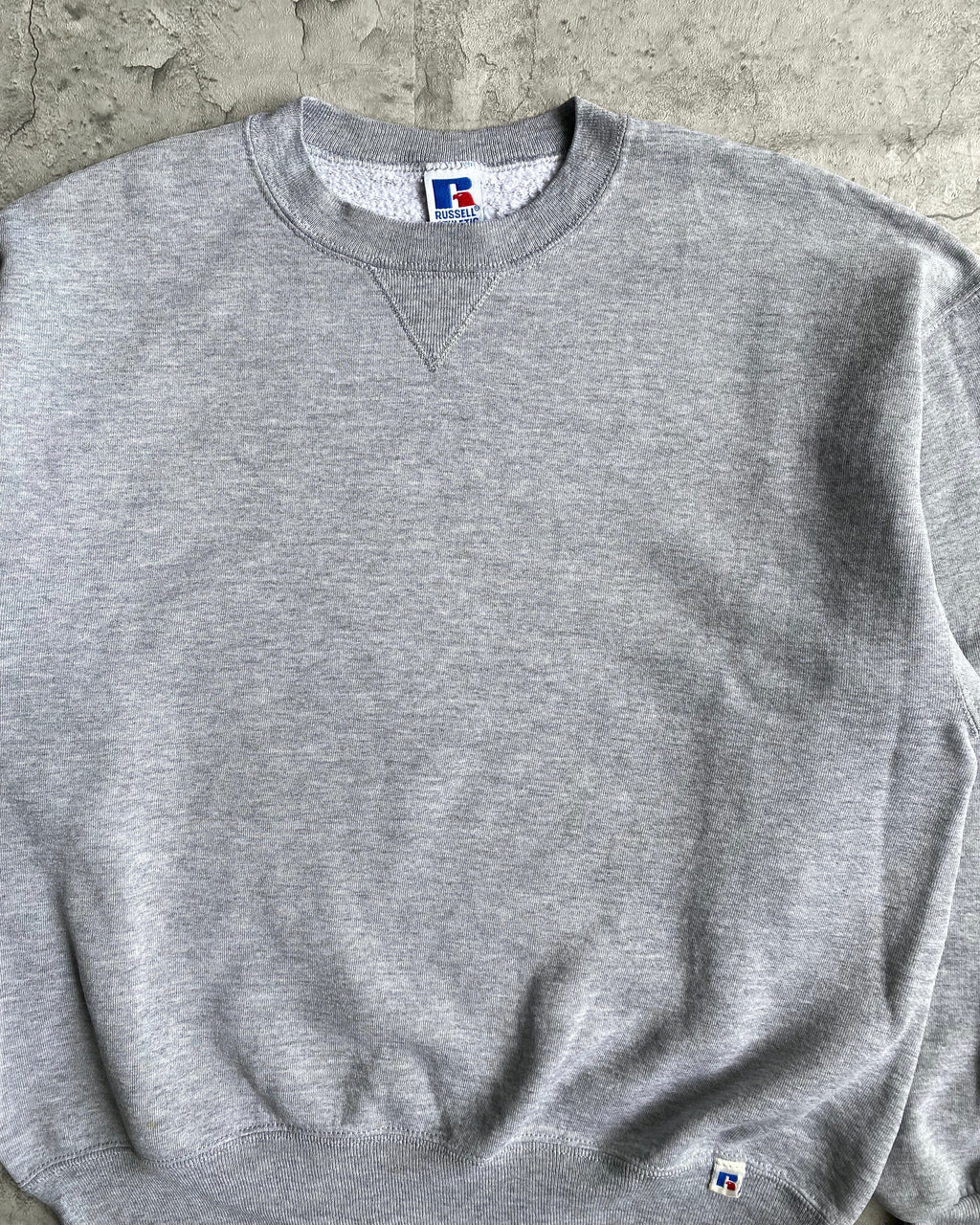 1990S RUSSELL GREY BLANK CREWNECK SWEATSHIRT (L)