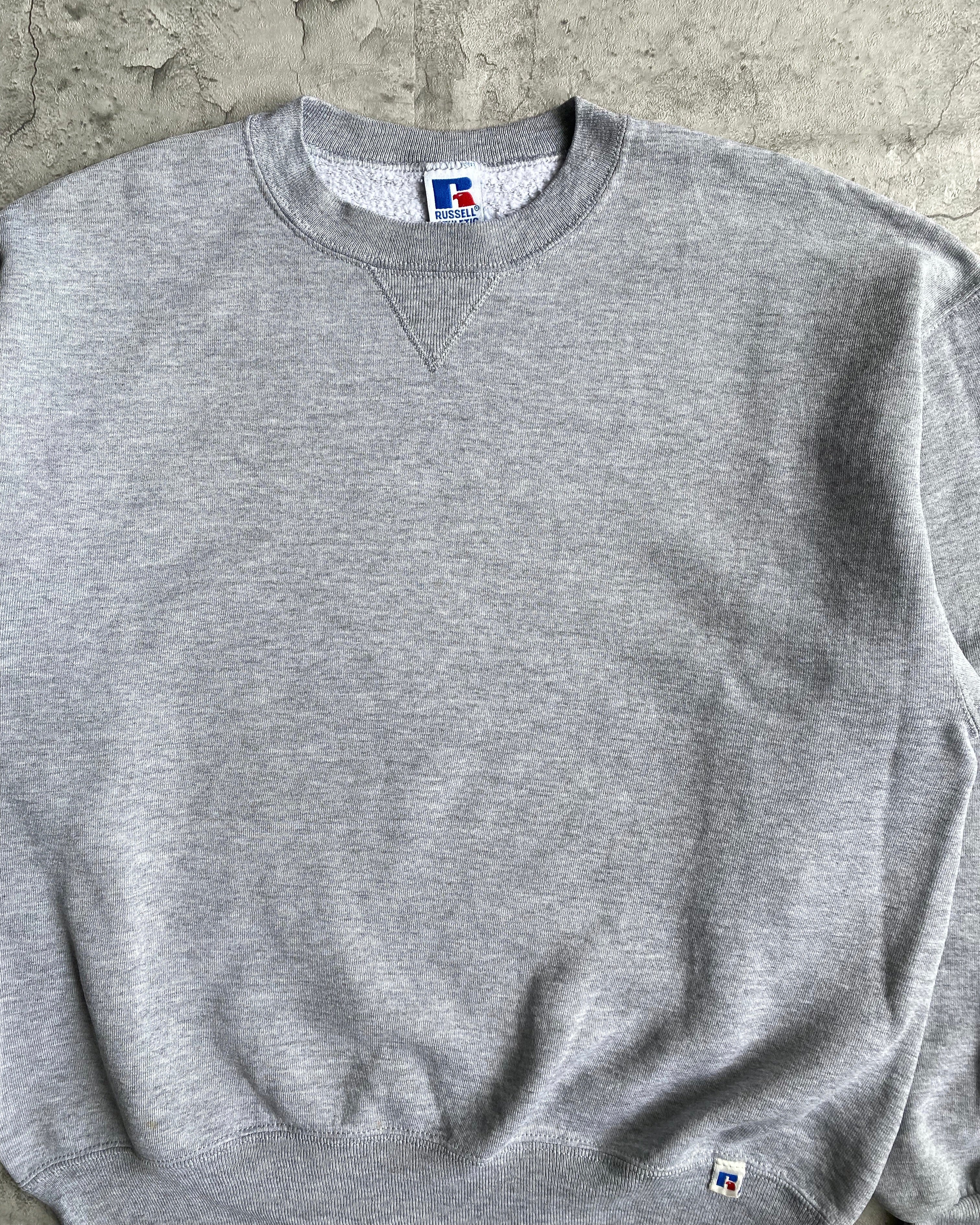 1990S RUSSELL GREY BLANK CREWNECK SWEATSHIRT (L)