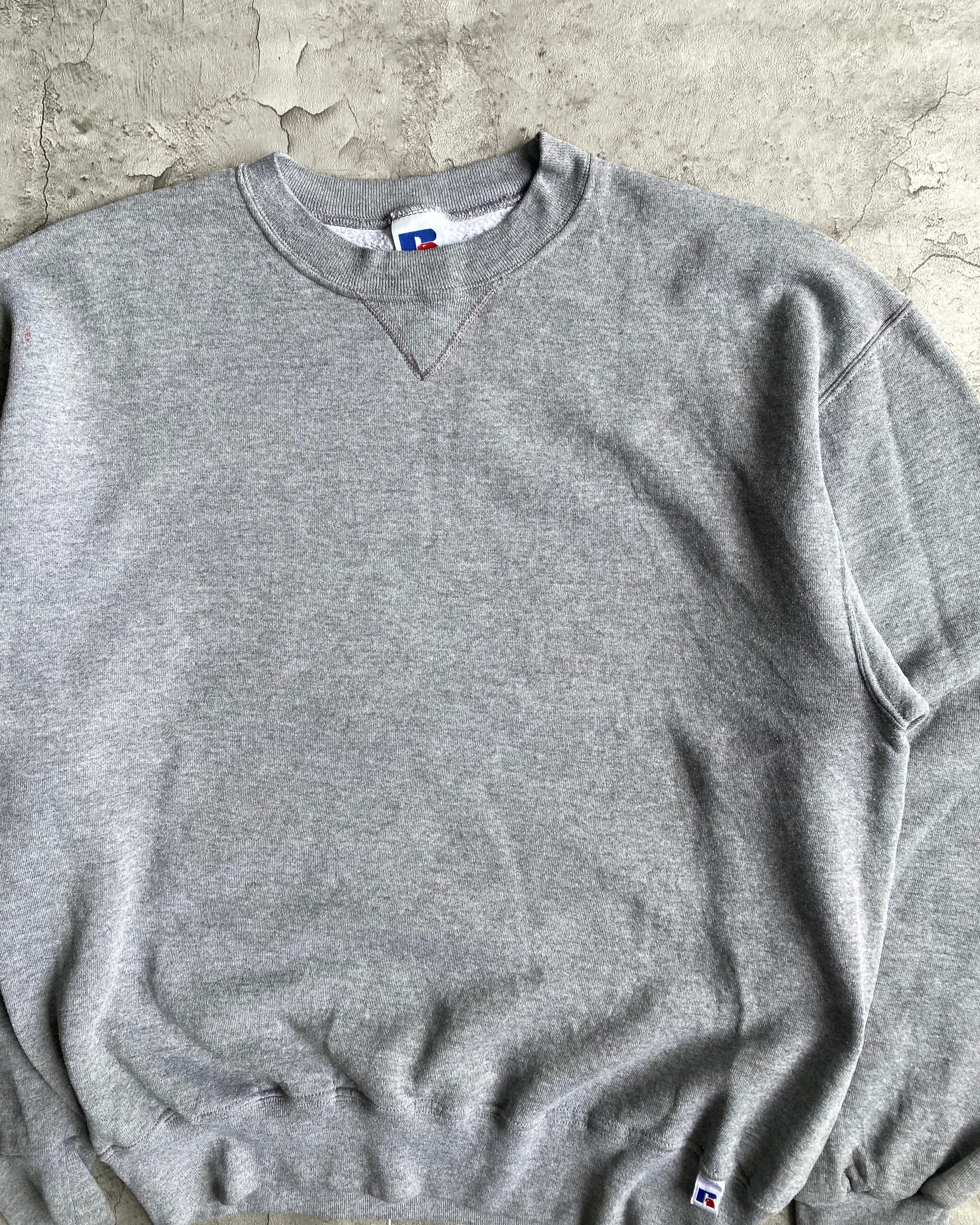 1990S RUSSELL GREY BLANK CREWNECK SWEATSHIRT (S-L)
