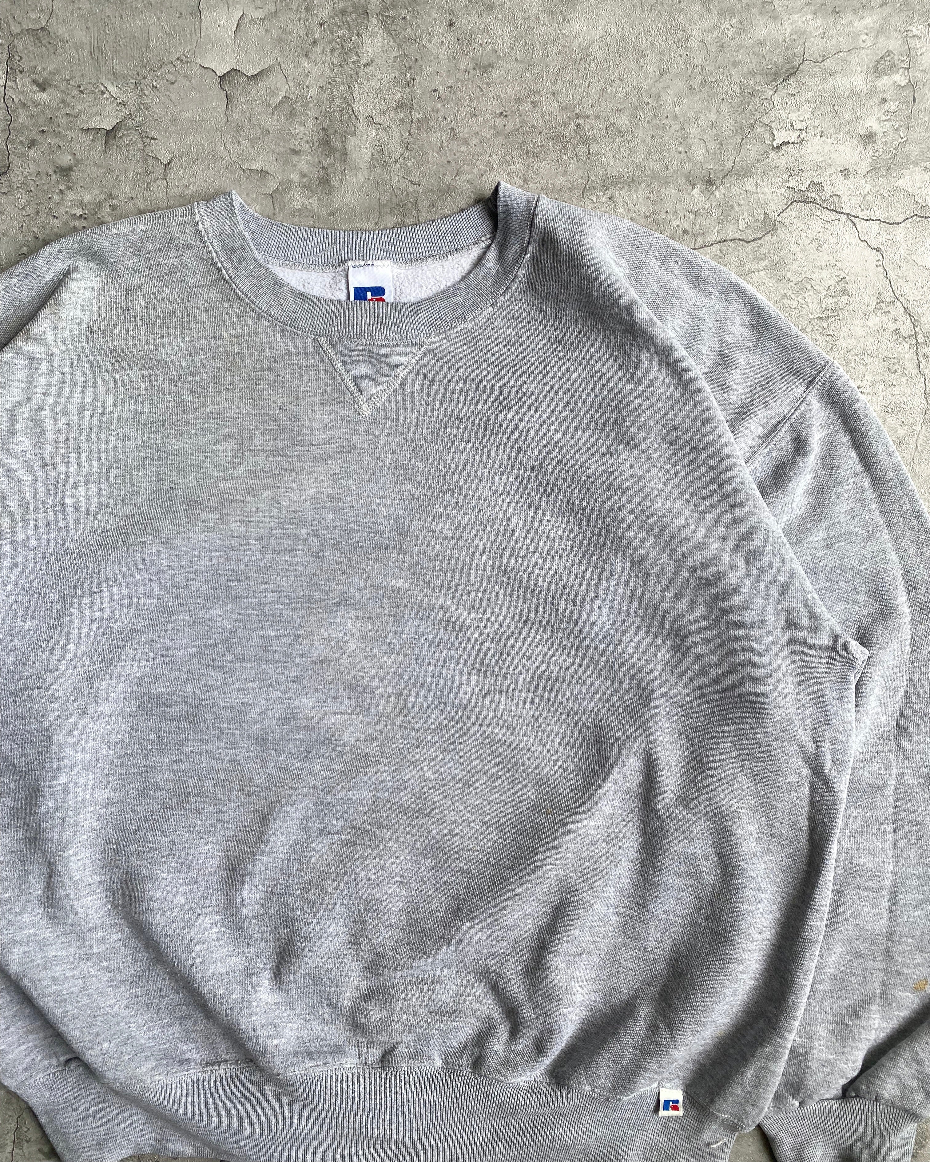 1990S RUSSELL GREY BLANK CREWNECK SWEATSHIRT (XL)