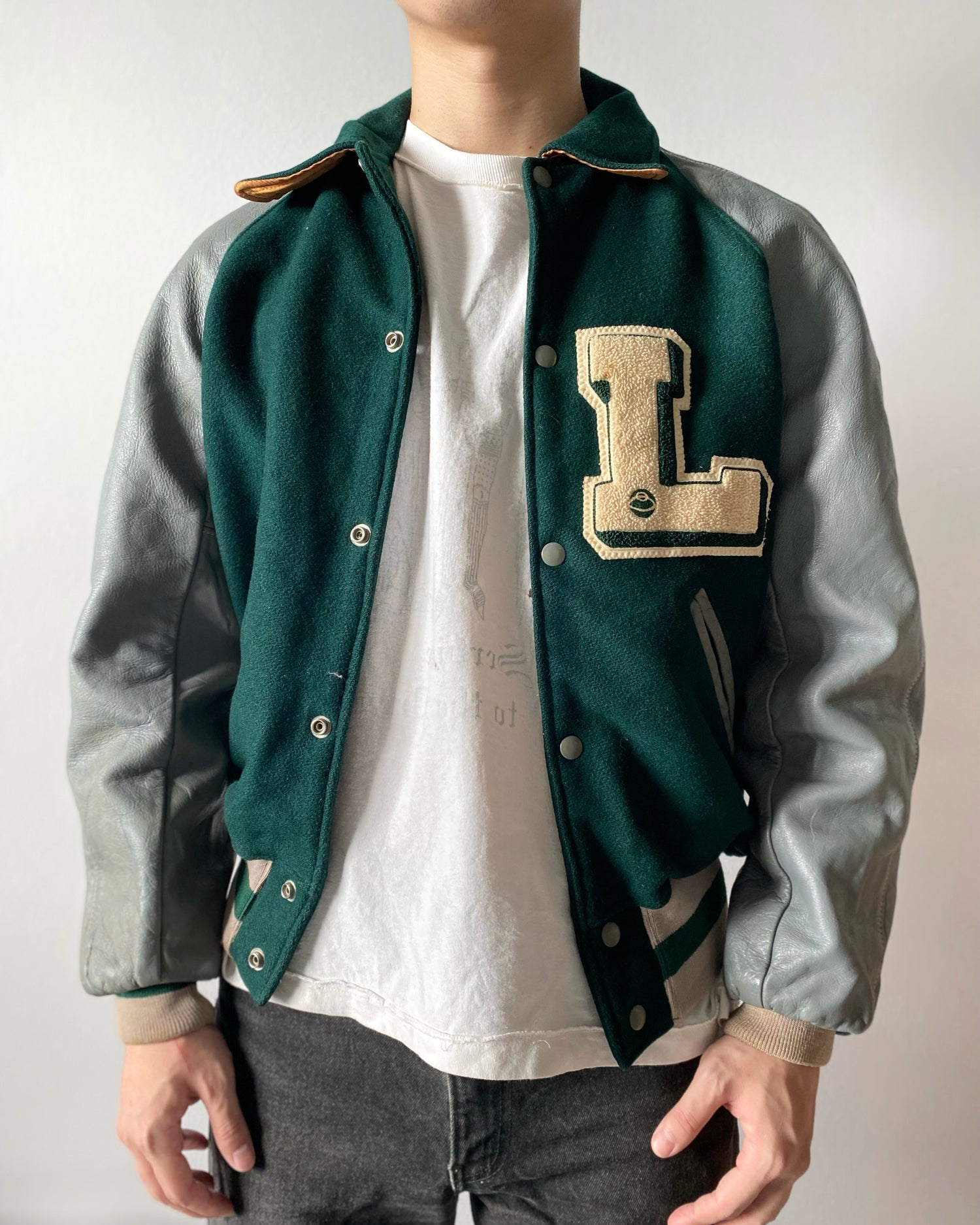 Roots Gallery and Gift Shop Leather Varsity Jacket M