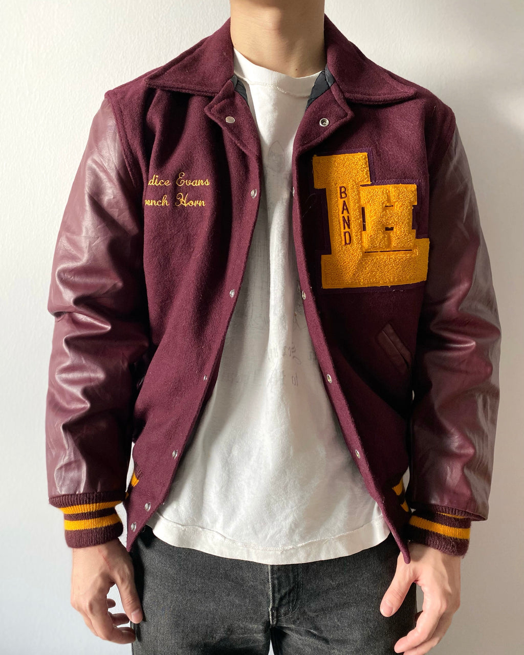 1990S 'L H' LETTERMAN VARSITY JACKET (S/M)