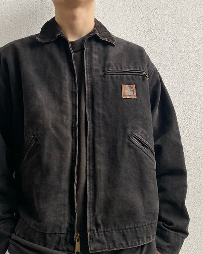 1980S FADED BLACK CARHARTT DETROIT JACKET (L/XL)