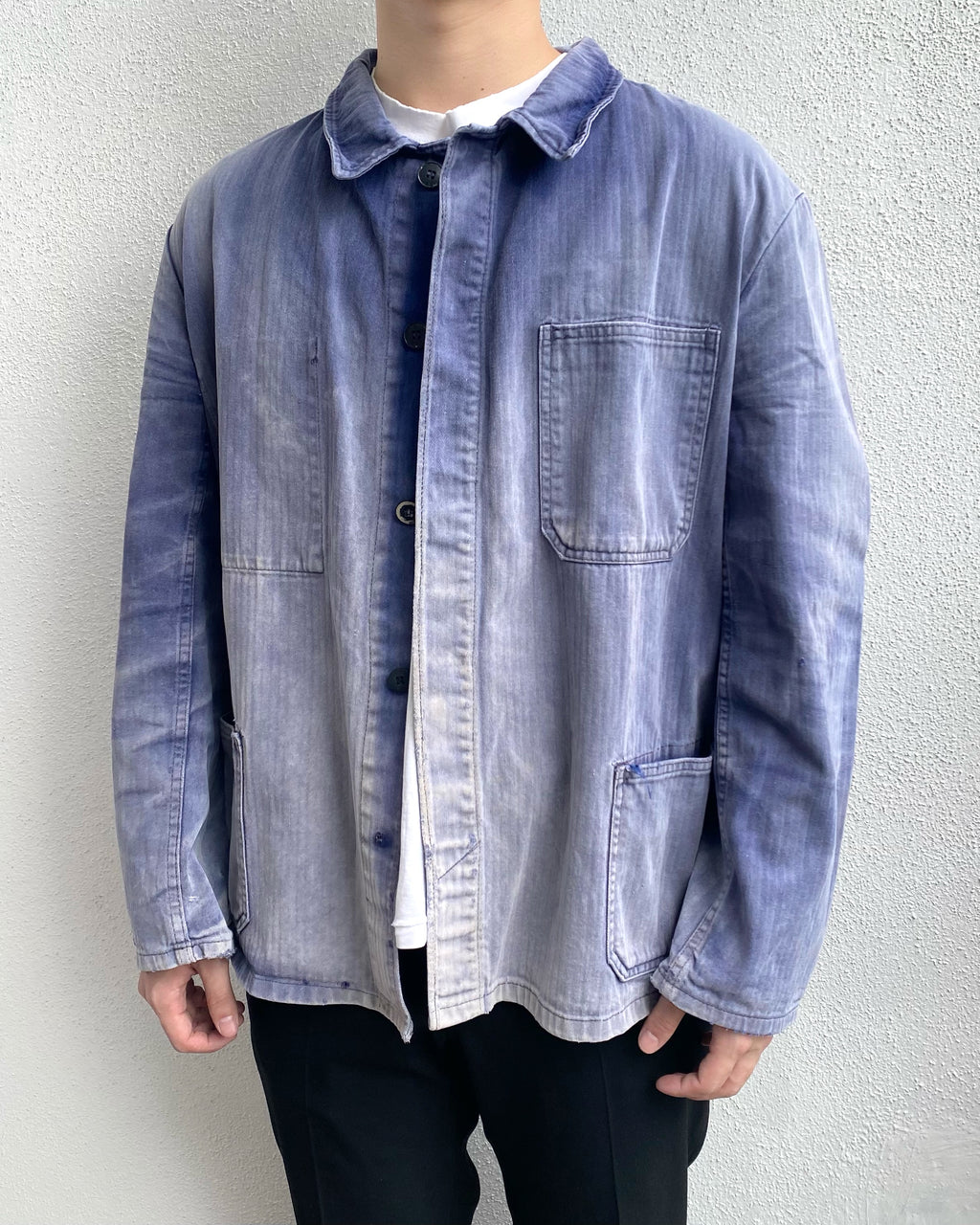 1960S SUN FADED HBT FRENCH WORKWEAR JACKET (L-XXL)
