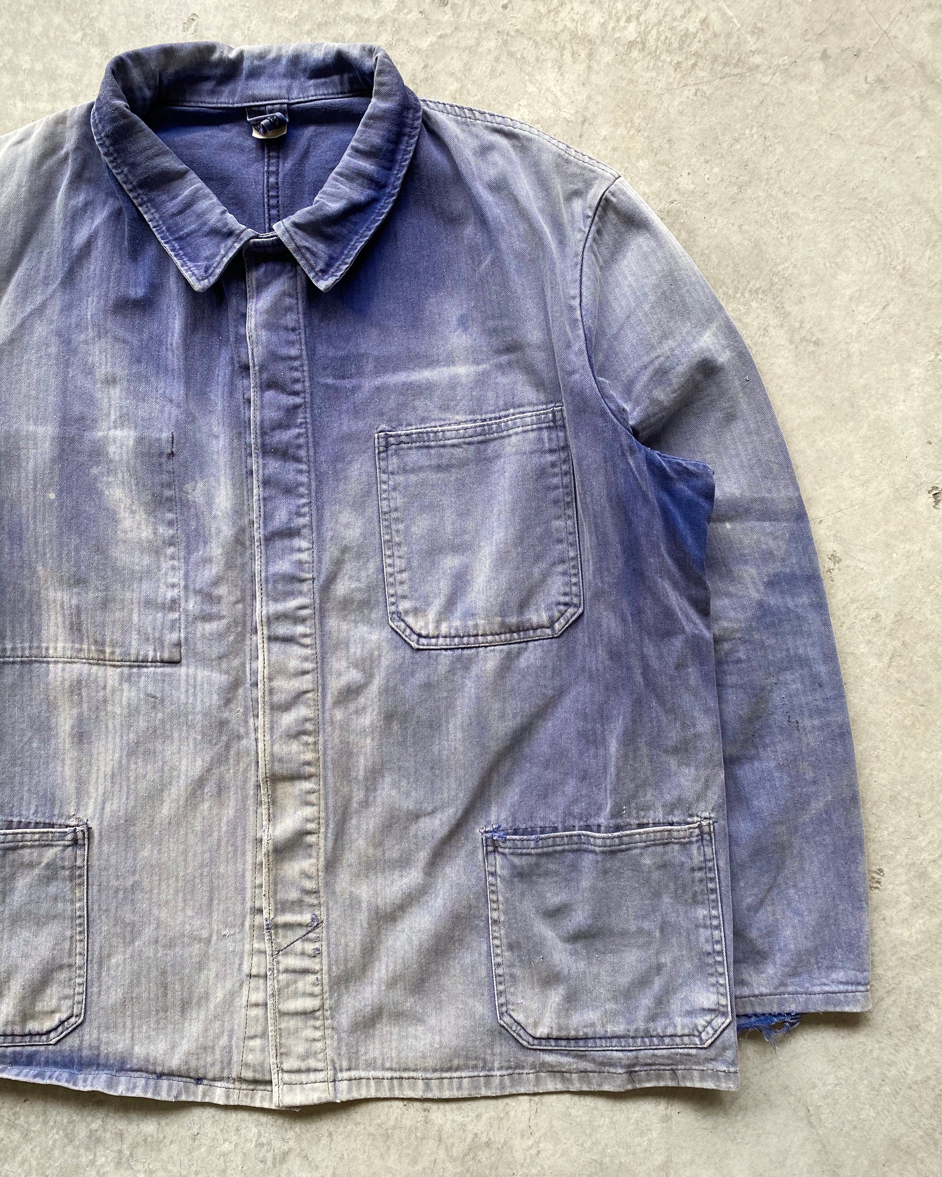 1960S SUN FADED HBT FRENCH WORKWEAR JACKET (L-XXL)