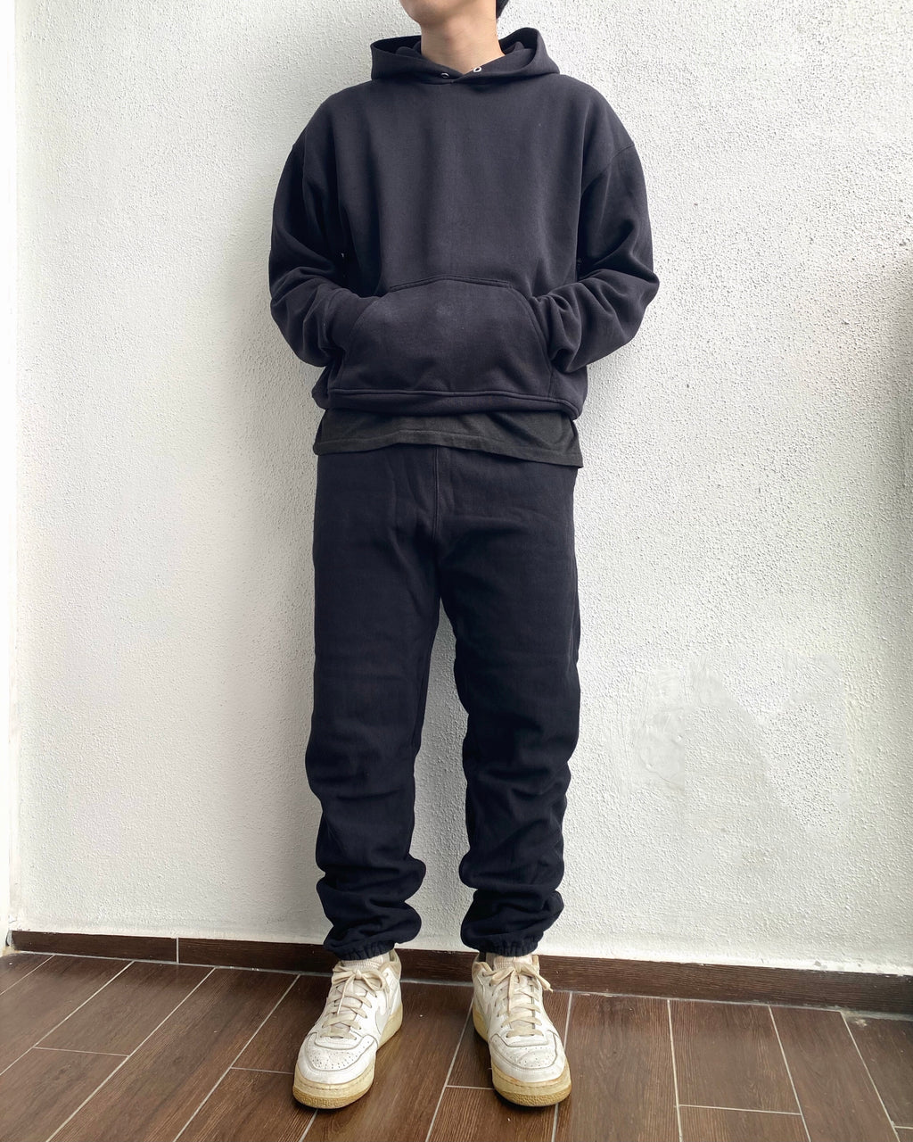 1990S FADED BLACK BLANK HOODIE (M-XL)
