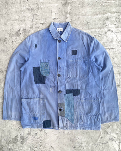 1970S SUN FADED PATCHED HBT FRENCH WORKWEAR JACKET (M/L)