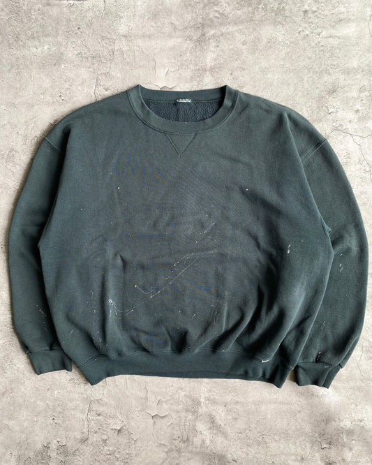 1990S RUSSELL FOREST GREEN PAINTED CREWNECK SWEATSHIRT (M-XL)