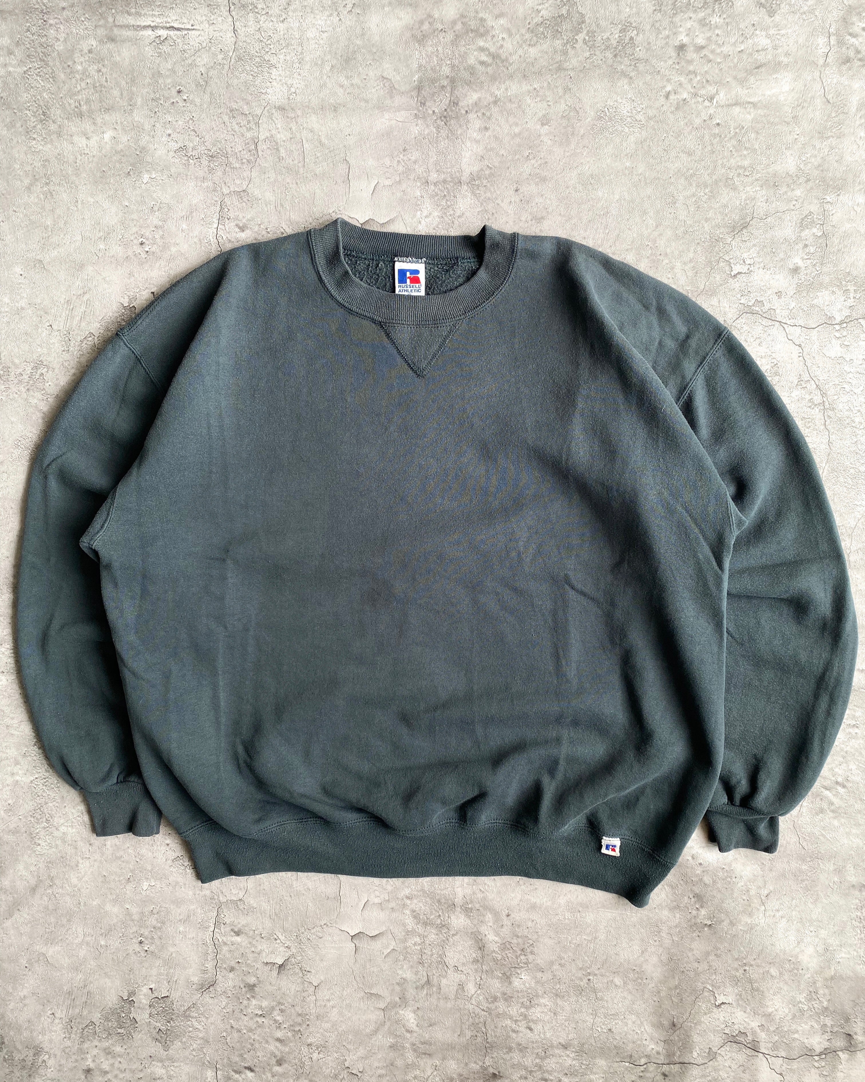1990S RUSSELL FOREST GREEN BLANK CREWNECK SWEATSHIRT (L/XL)
