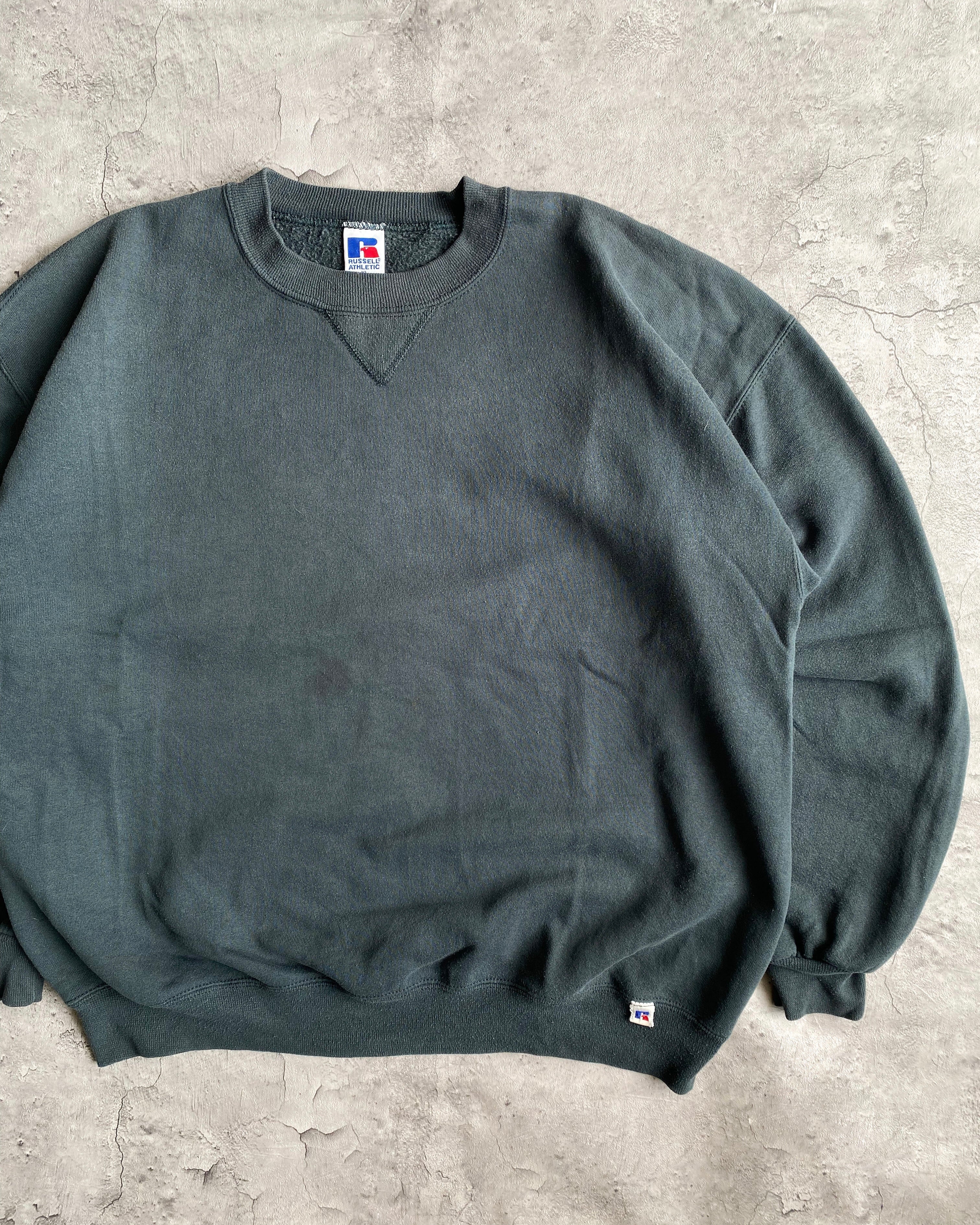 1990S RUSSELL FOREST GREEN BLANK CREWNECK SWEATSHIRT (L/XL)