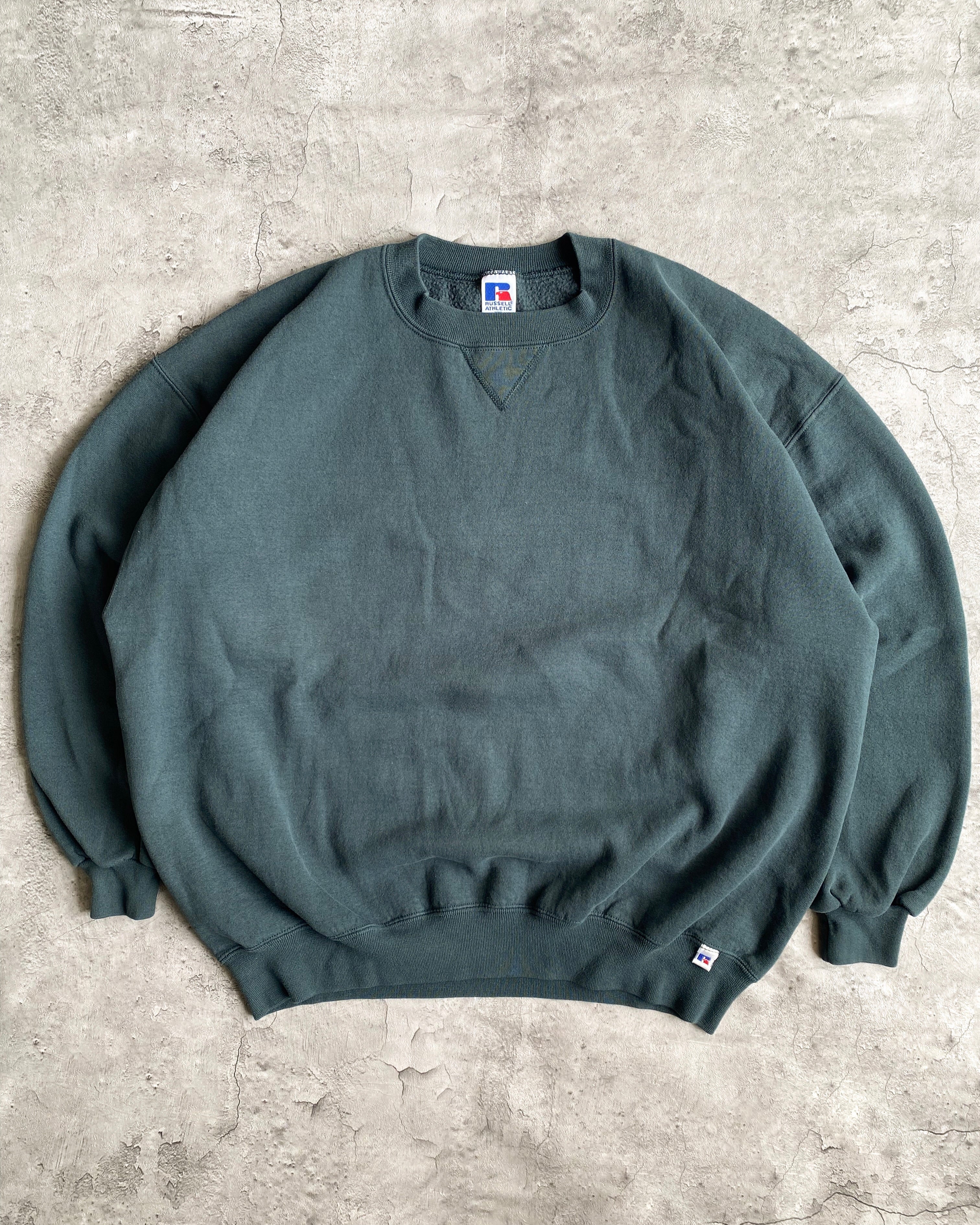 1990S RUSSELL FOREST GREEN BLANK CREWNECK SWEATSHIRT (L-XXL)