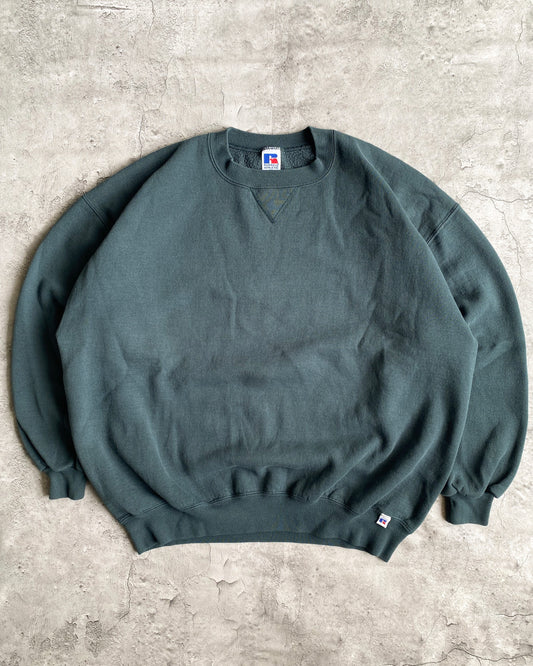 1990S RUSSELL FOREST GREEN BLANK CREWNECK SWEATSHIRT (L-XXL)