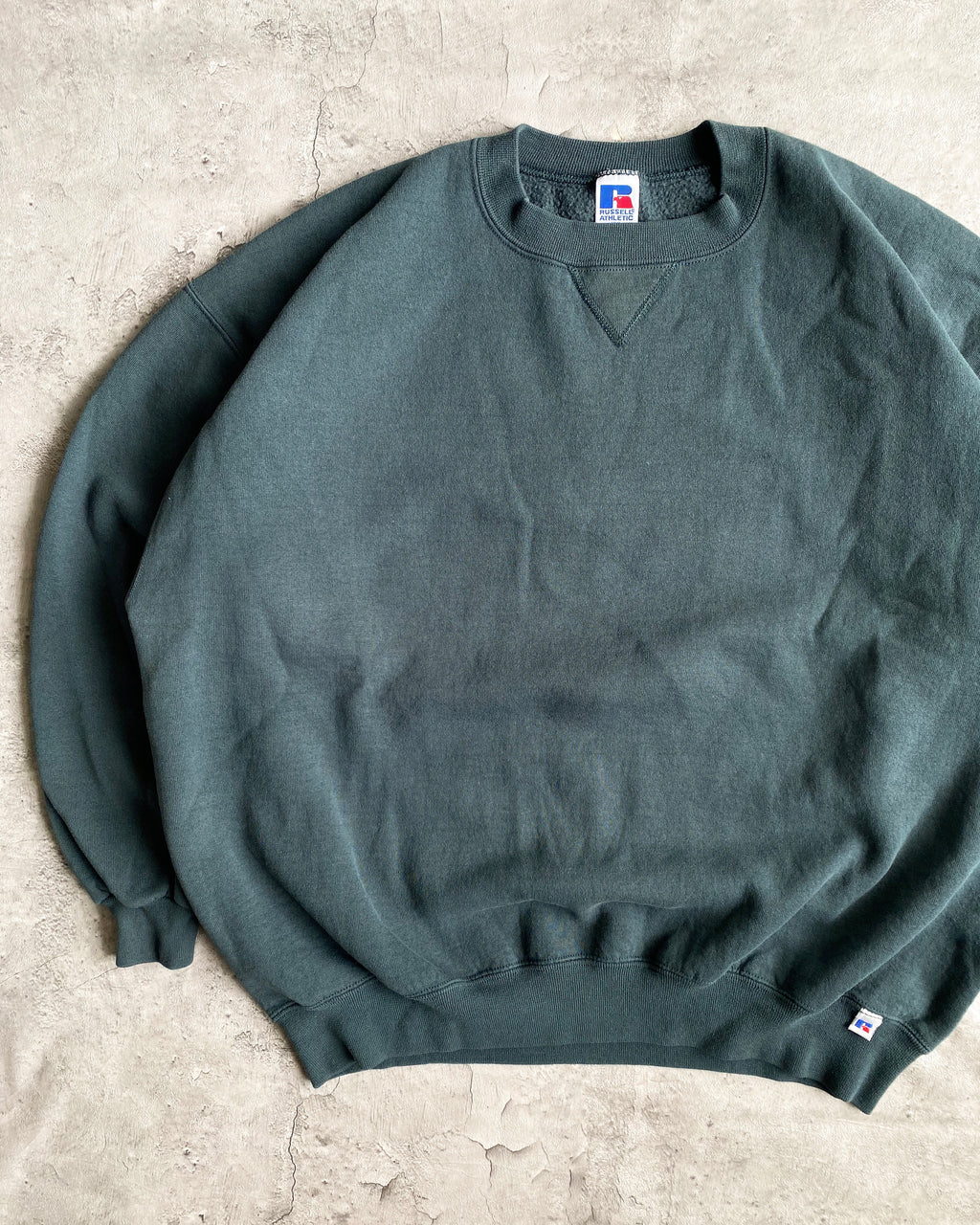 1990S RUSSELL FOREST GREEN BLANK CREWNECK SWEATSHIRT (L-XXL)