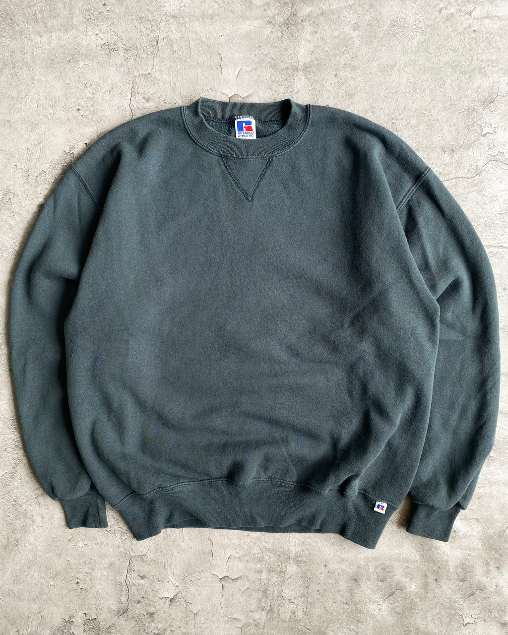 1990S RUSSELL FOREST GREEN BLANK CREWNECK SWEATSHIRT (S-L)