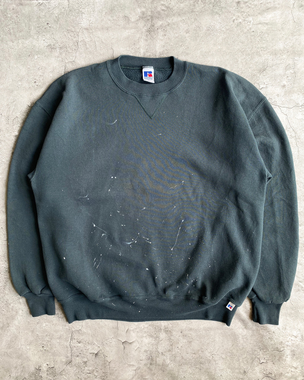 1990S RUSSELL FOREST GREEN PAINTED CREWNECK SWEATSHIRT (M-XL)