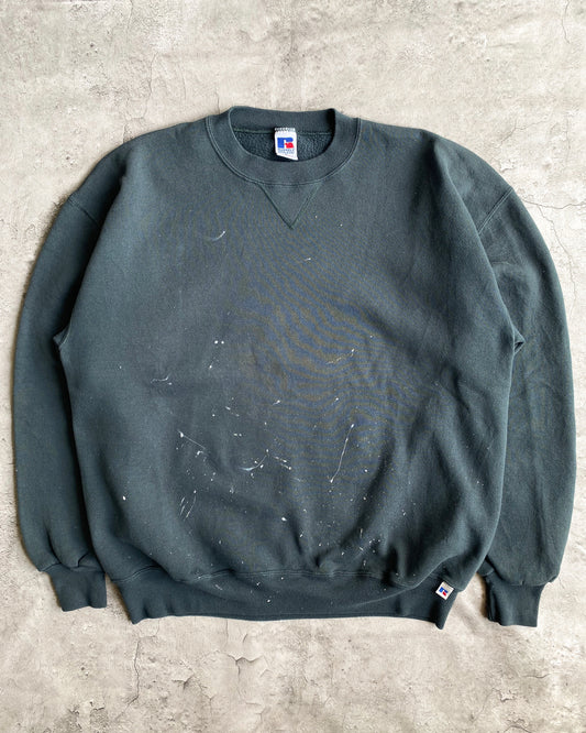 1990S RUSSELL FOREST GREEN PAINTED CREWNECK SWEATSHIRT (M-XL)