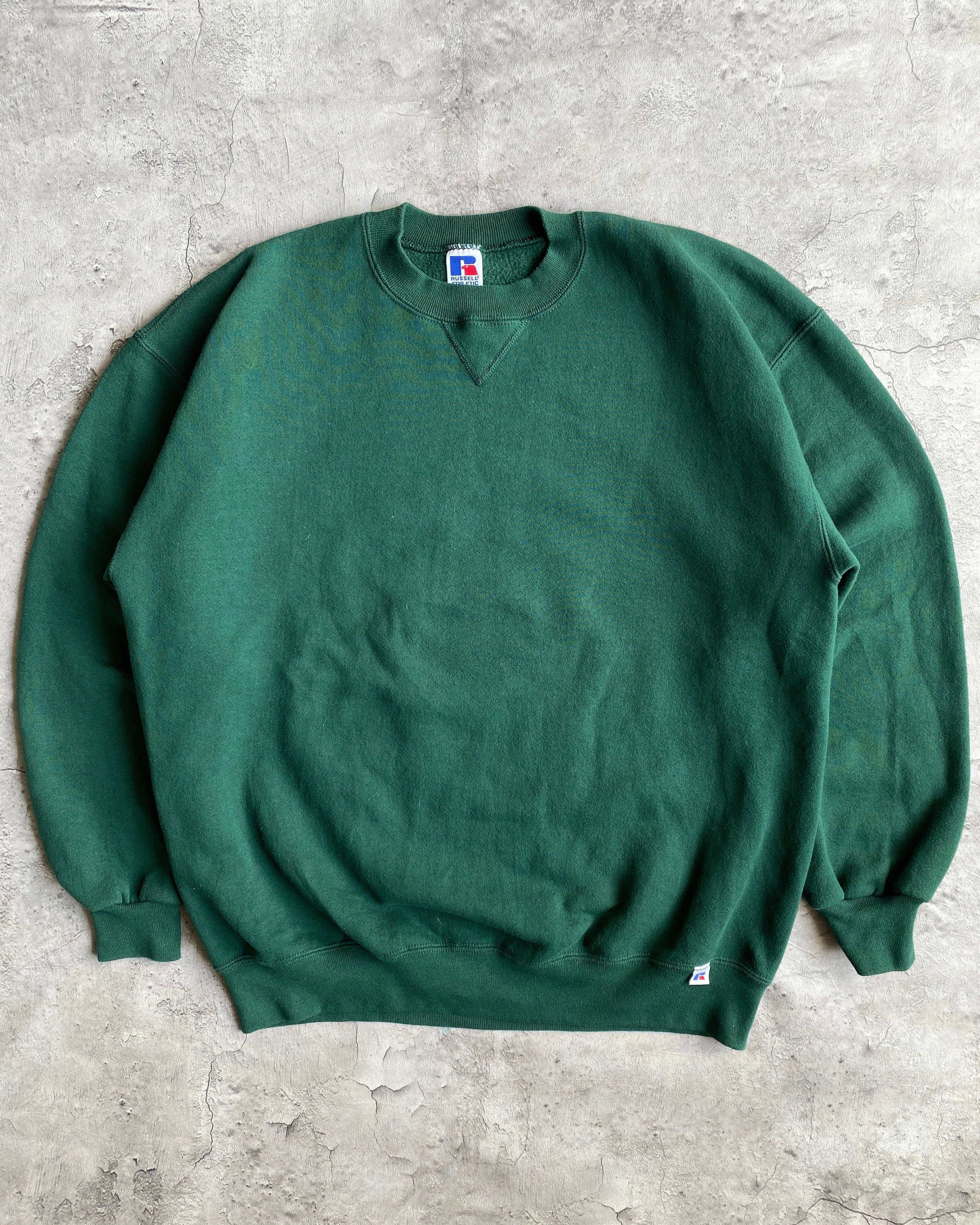 1990S RUSSELL GREEN BLANK CREWNECK SWEATSHIRT (M-XL)