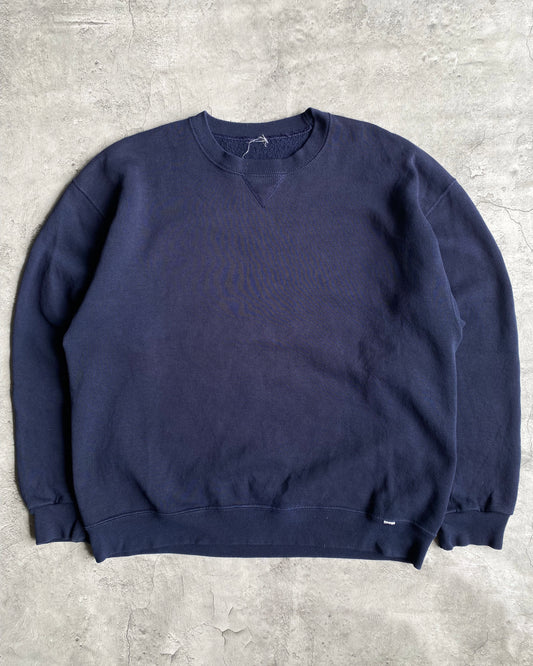 1990S RUSSELL NAVY BLANK CREWNECK SWEATSHIRT (M/L)