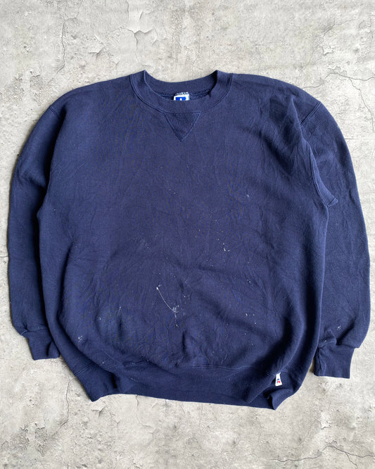 1990S RUSSELL NAVY PAINTED CREWNECK SWEATSHIRT (S-L)