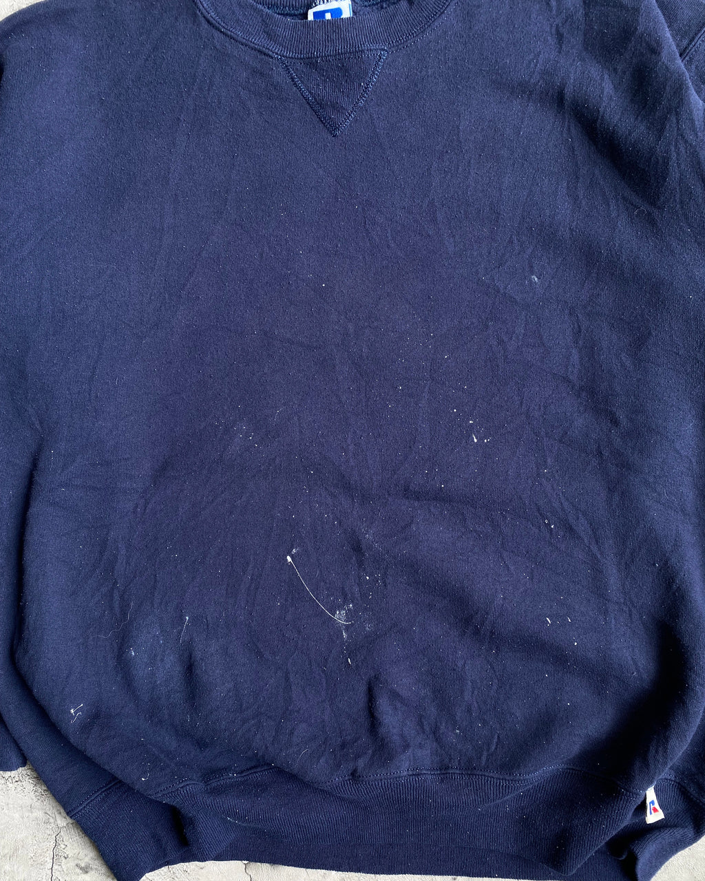 1990S RUSSELL NAVY PAINTED CREWNECK SWEATSHIRT (S-L)