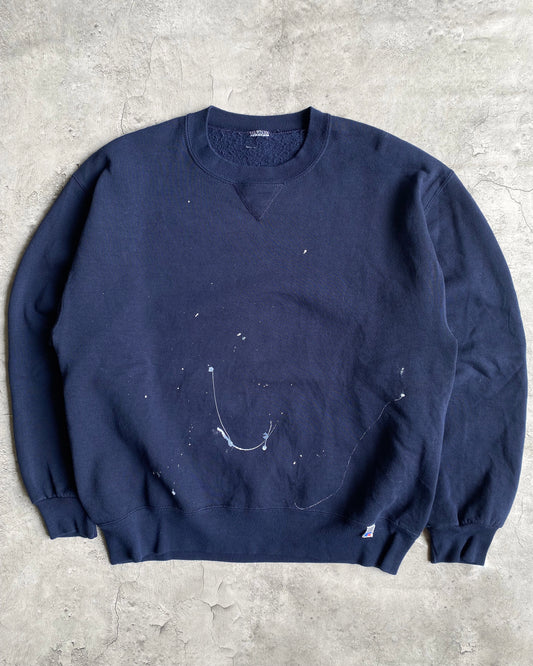 1990S RUSSELL NAVY PAINTED CREWNECK SWEATSHIRT (M/L)