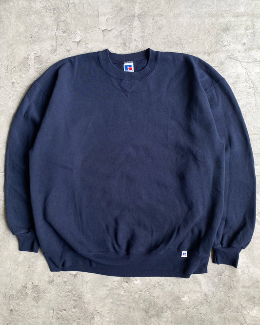 1990S RUSSELL NAVY BLANK CREWNECK SWEATSHIRT (M-XL)