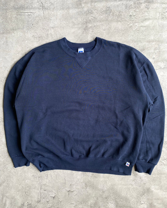 1990S RUSSELL NAVY BLANK CREWNECK SWEATSHIRT (XL/XXL)