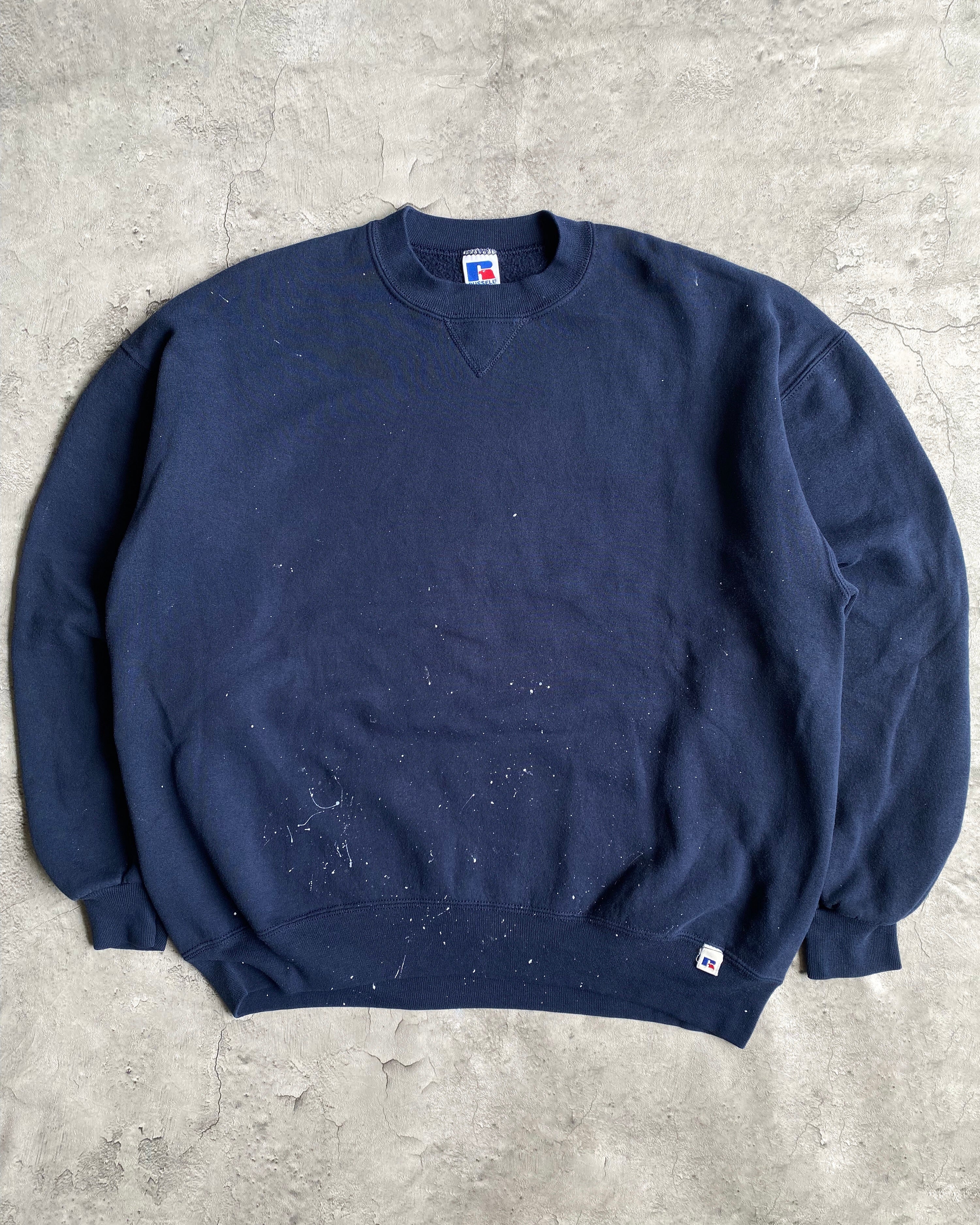 1990S RUSSELL NAVY PAINTED CREWNECK SWEATSHIRT (M-XL)