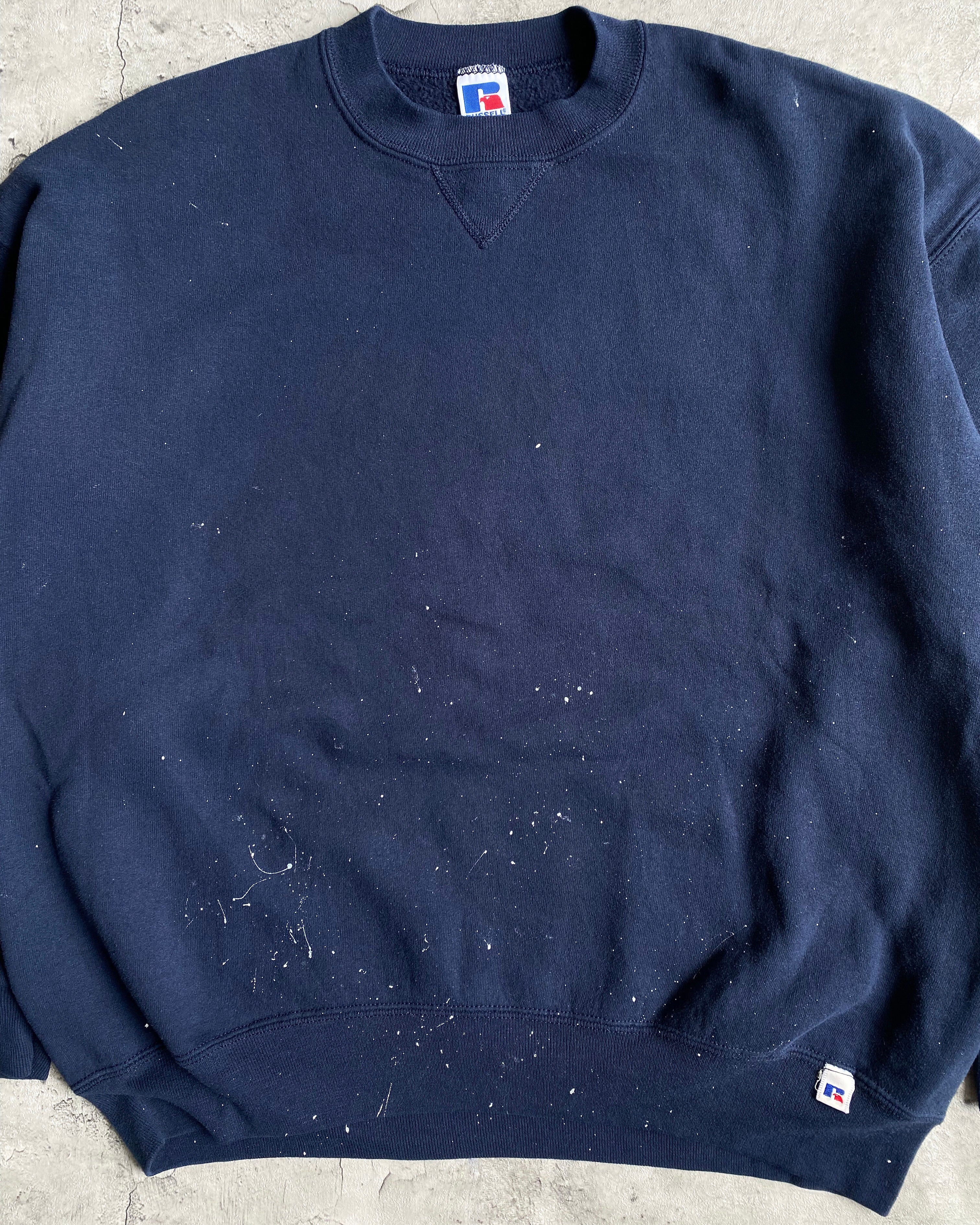 1990S RUSSELL NAVY PAINTED CREWNECK SWEATSHIRT (M-XL)