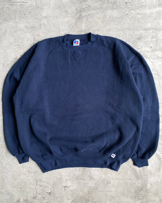 1990S RUSSELL NAVY BLANK CREWNECK SWEATSHIRT (XL)