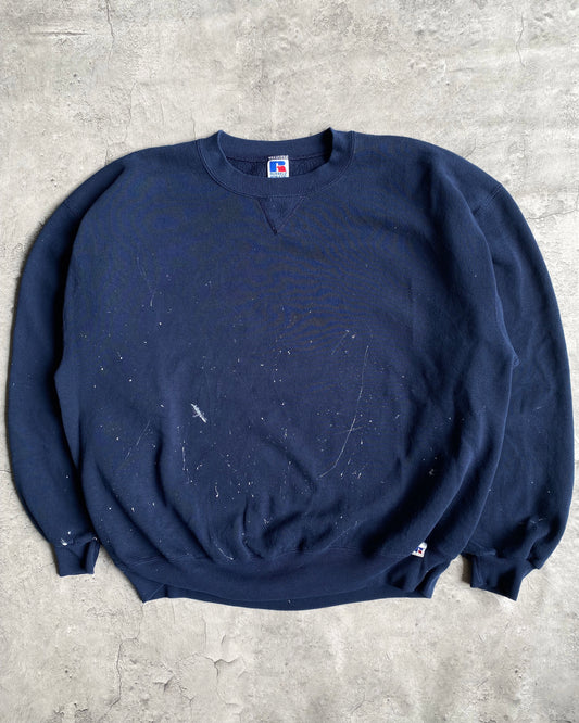1990S RUSSELL NAVY PAINTED CREWNECK SWEATSHIRT (L-XXL)