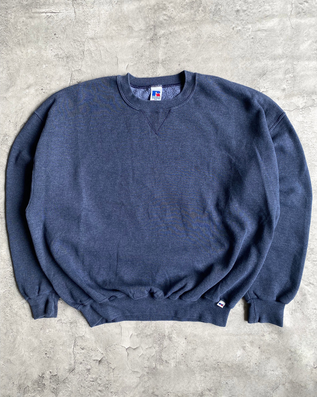1990S RUSSELL NAVY/GREY BLANK CREWNECK SWEATSHIRT (XL/XXL)