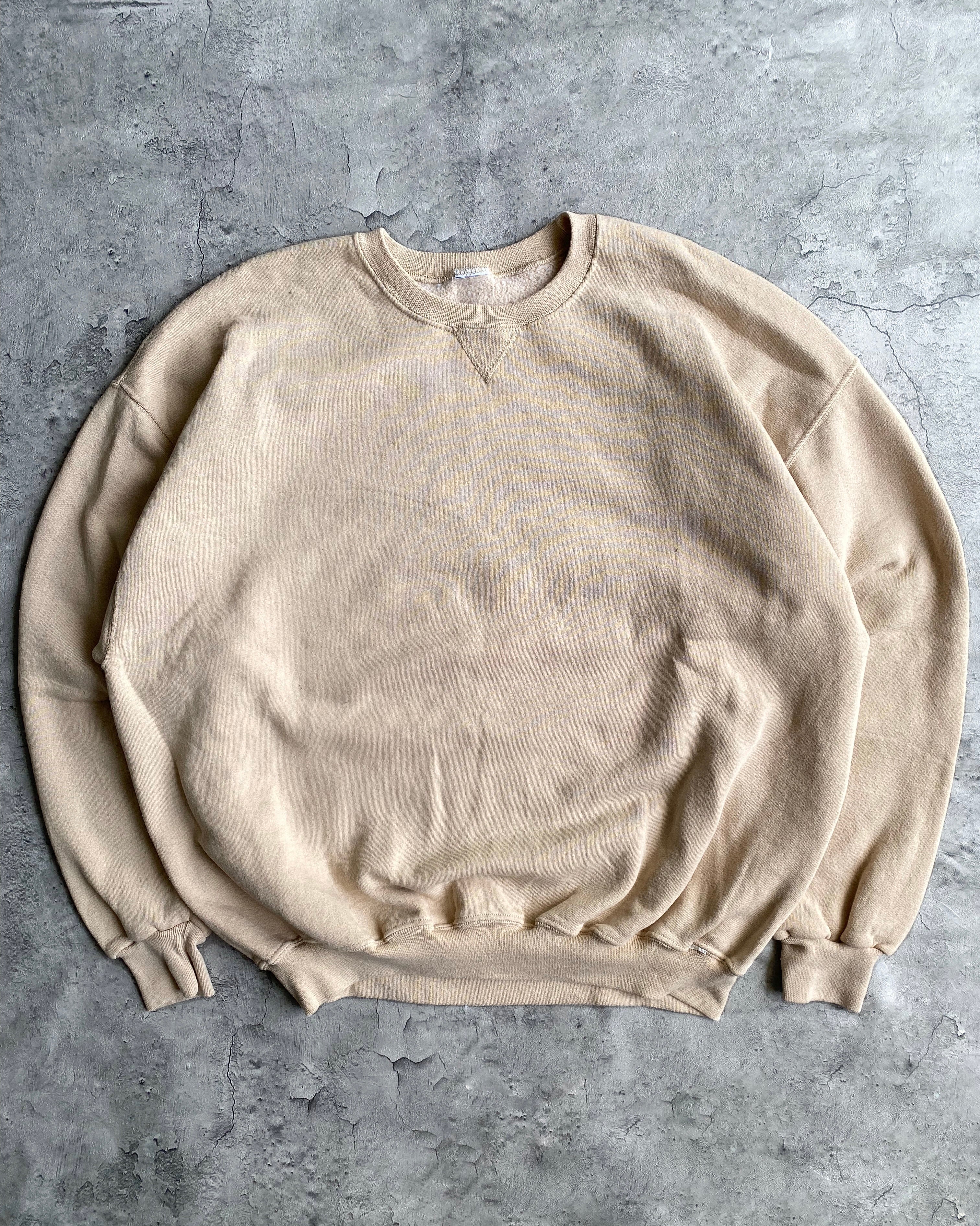 1990S RUSSELL CREAM BLANK CREWNECK SWEATSHIRT (L/XL)