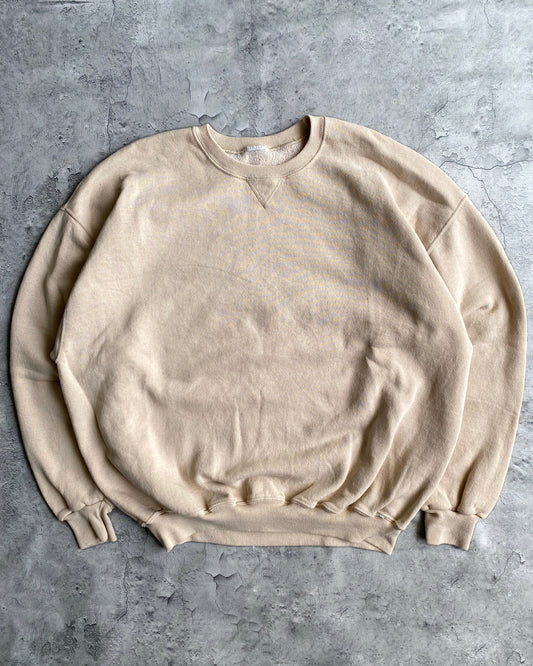 1990S RUSSELL CREAM BLANK CREWNECK SWEATSHIRT (L/XL)