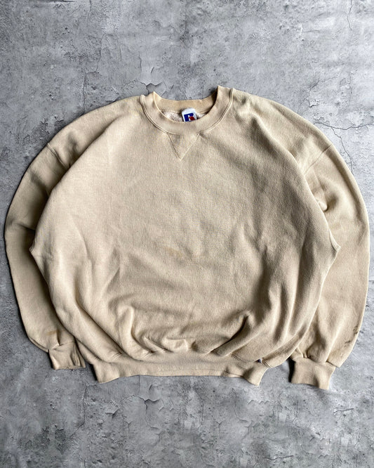 1990S RUSSELL CREAM BLANK CREWNECK SWEATSHIRT (XXL)