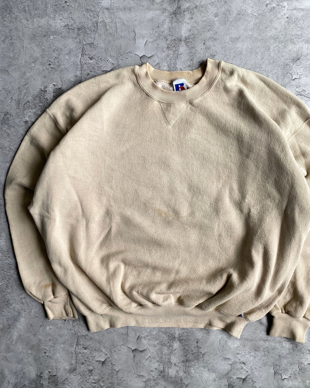 1990S RUSSELL CREAM BLANK CREWNECK SWEATSHIRT (XXL)