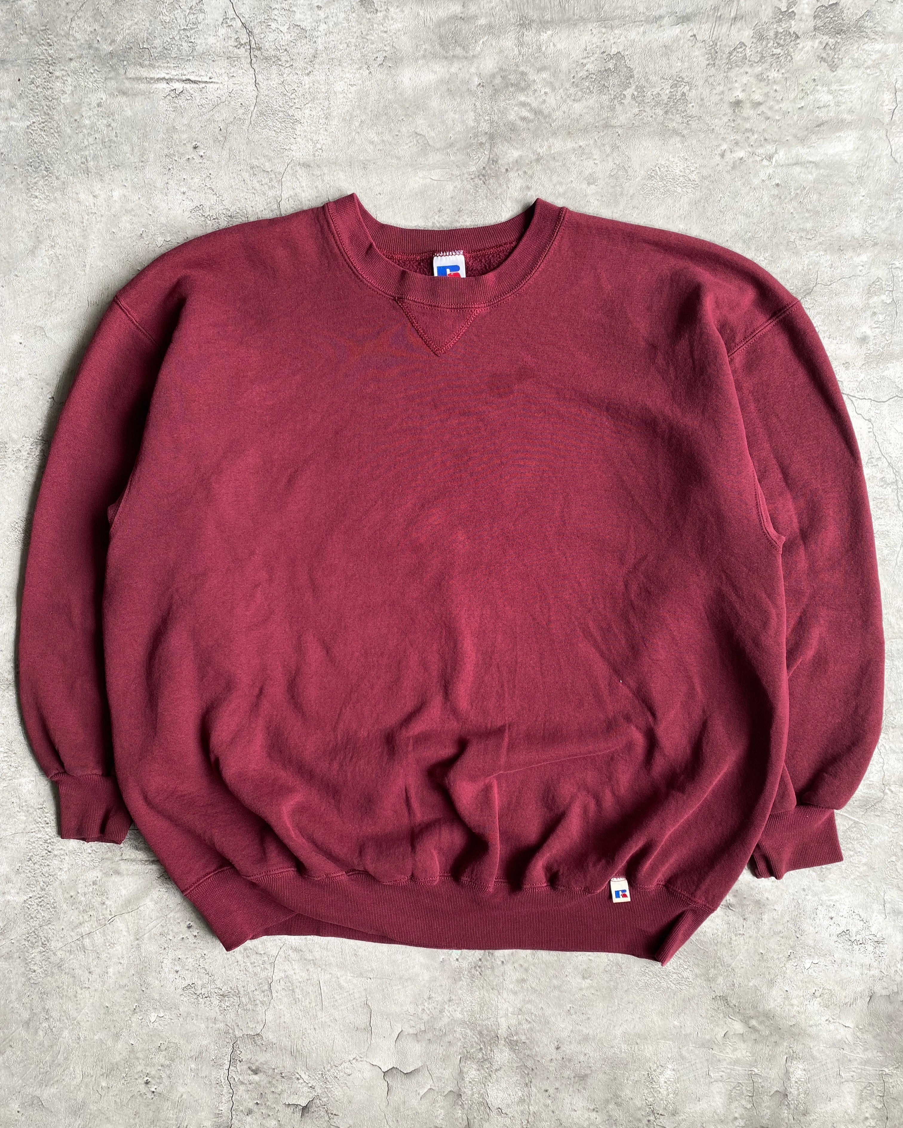 1990S RUSSELL BLANK MAROON CREWNECK SWEATSHIRT (L-XXL)