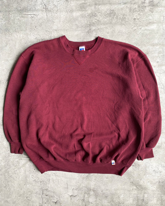1990S RUSSELL BLANK MAROON CREWNECK SWEATSHIRT (L-XXL)