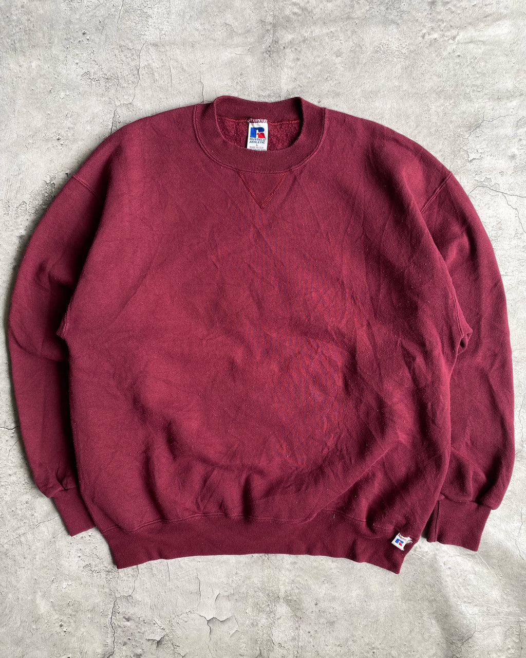 1990S RUSSELL BLANK MAROON CREWNECK SWEATSHIRT (L)