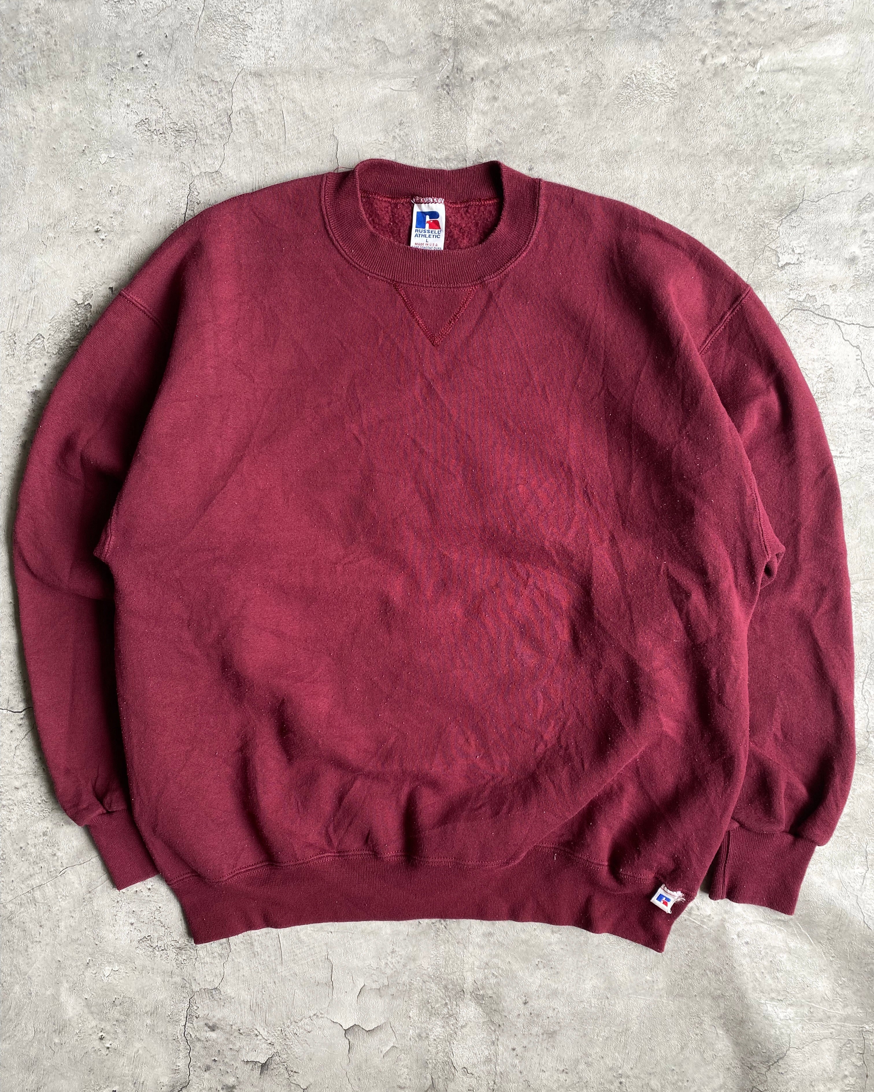 1990S RUSSELL BLANK MAROON CREWNECK SWEATSHIRT (L)