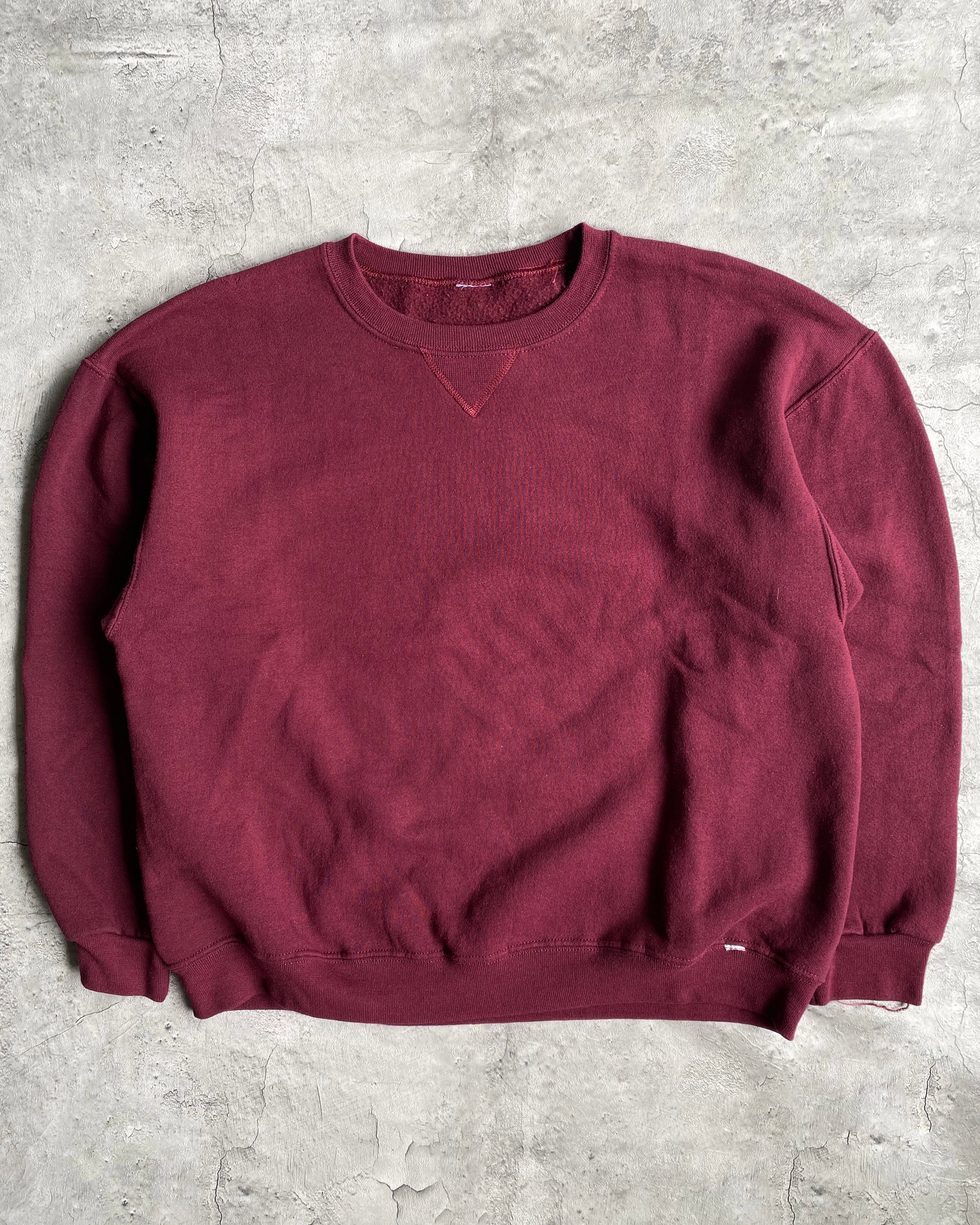 1990S RUSSELL BLANK MAROON CREWNECK SWEATSHIRT (M/L)