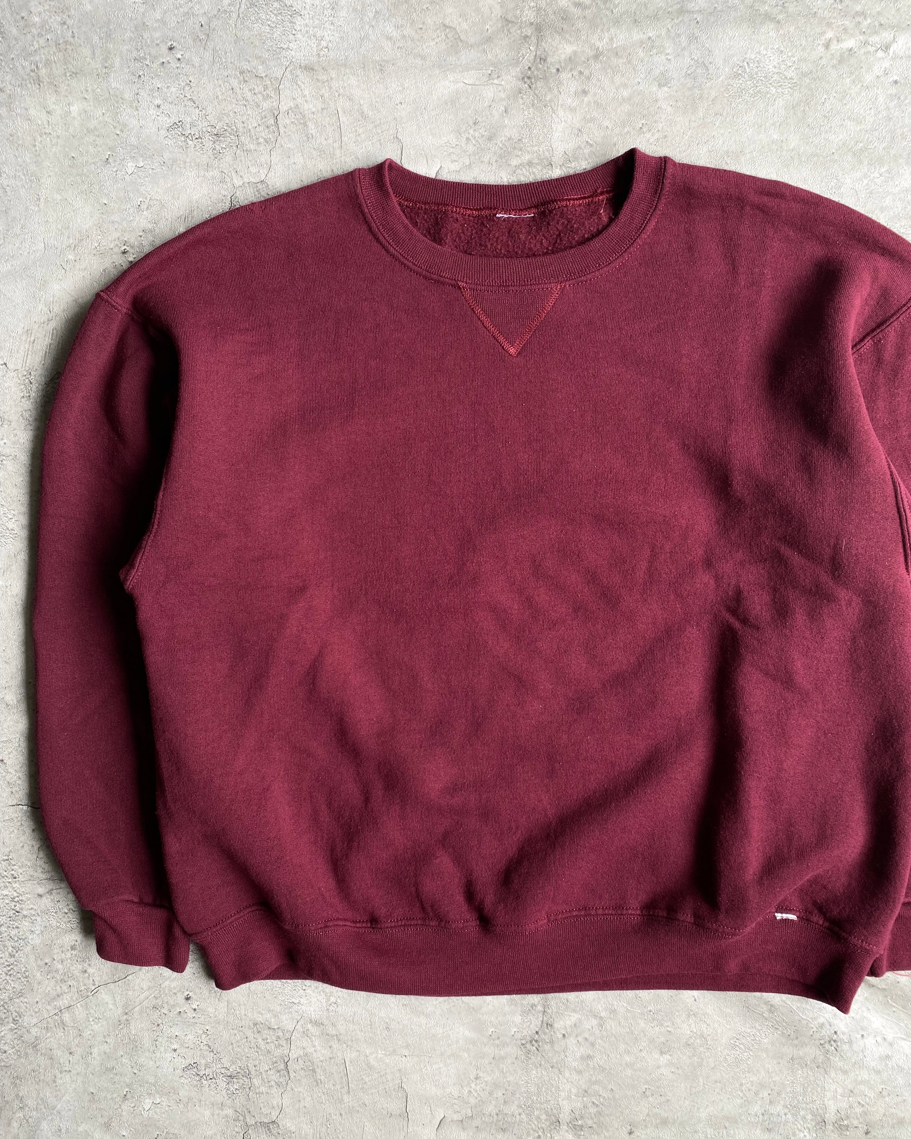 1990S RUSSELL BLANK MAROON CREWNECK SWEATSHIRT (M/L)